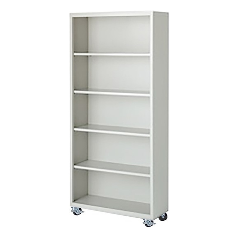 Pemberly Row Modern Industrial Office Mobile Bookcase in White