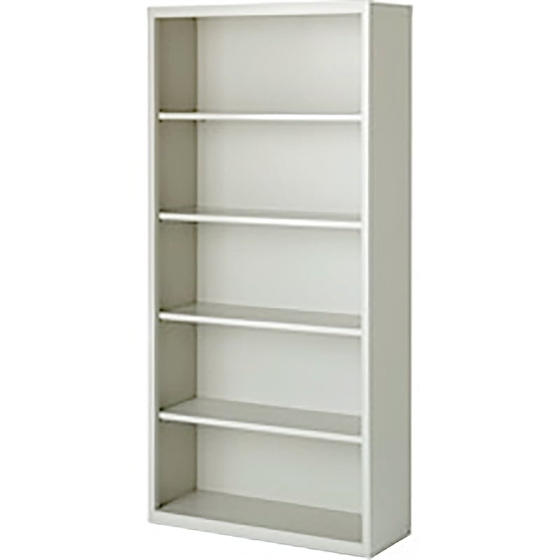 Pemberly Row Modern Industrial Office Stationary Bookcase in Almond