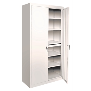 Pemberly Row Modern Industrial Office Adjustable Storage Cabinet in White