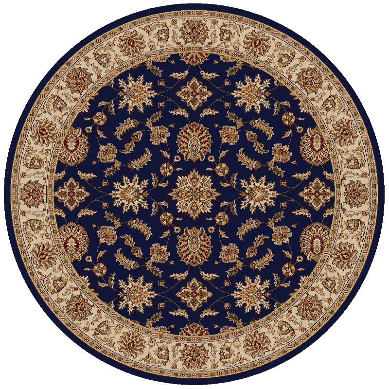 Pemberly Row Traditional 8' x 8' Circular Fabric Rug in Blue