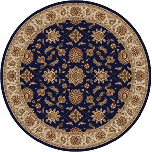 Pemberly Row Traditional 8' x 8' Circular Fabric Rug in Blue