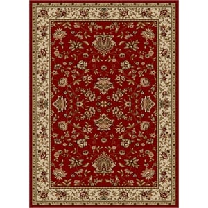 Pemberly Row Traditional 3'3&quot x 4'11&quot Rectangular Fabric Rug in Red