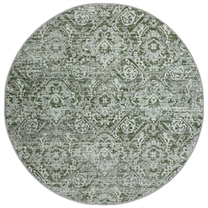Pemberly Row Polyester Transitional Abstract Green 5' Round Area Rug