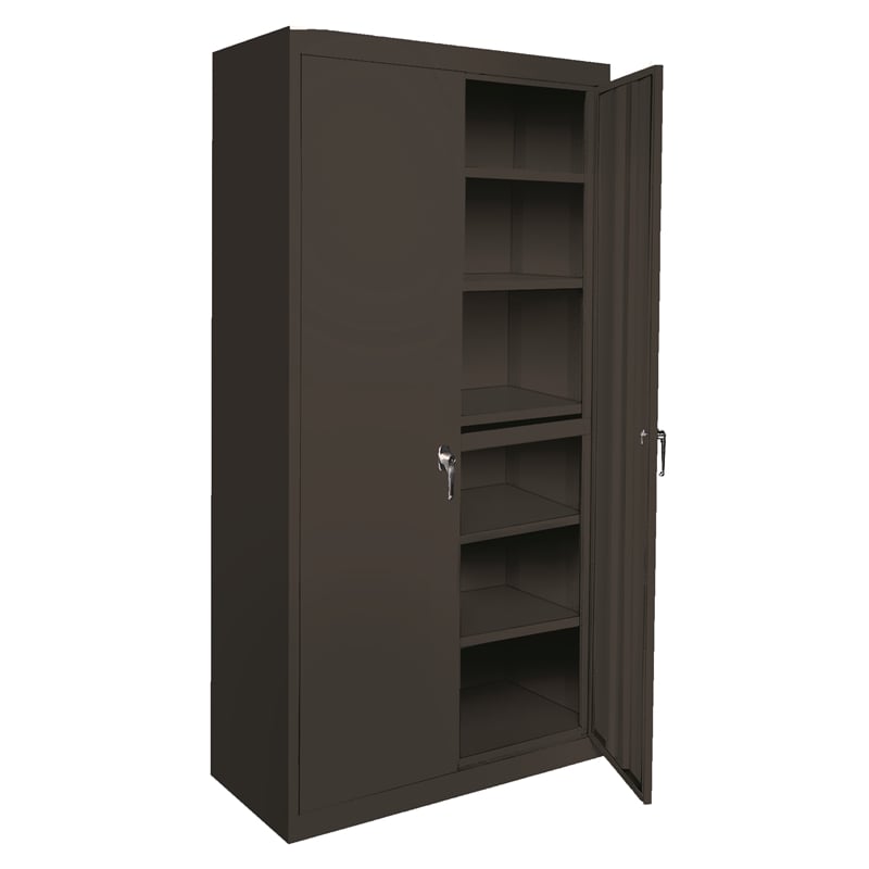 Pemberly Row Modern Industrial Office Adjustable Storage Cabinet in Charcoal
