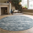 Pemberly Row Polyester Transitional Striated Blue 5' Round Area Rug