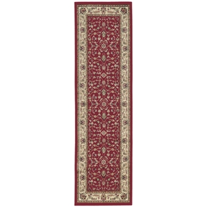 Pemberly Row Oriental Floral 2'2&quot x 7'7&quot Polypropylene Area Rug in Red