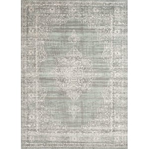 Pemberly Row Traditional 7'10&quot x 10'6&quot Oriental Fabric Green Rug