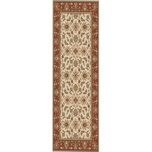 Pemberly Row Traditional 2'2&quot x 7'7&quot Rectangular Fabric Rug in Ivory