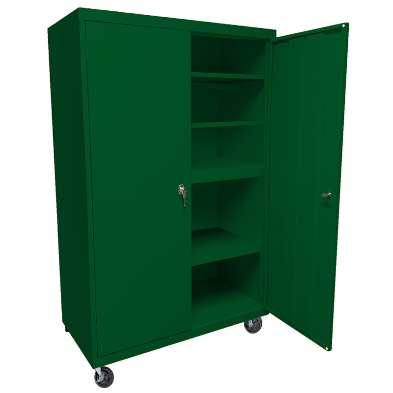Pemberly Row Modern Industrial Office Mobile Storage Cabinet in Green