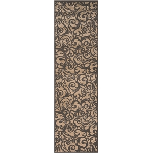 Pemberly Row Traditional 2'2&quot x 7'7&quot Rectangular Fabric Rug in Beige