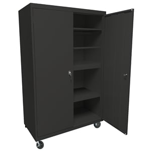 Pemberly Row Modern Industrial Office Mobile Storage Cabinet in Charcoal