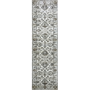 Pemberly Row Traditional 2'2&quot x 7'7&quot Rectangular Fabric Rug in Bone White