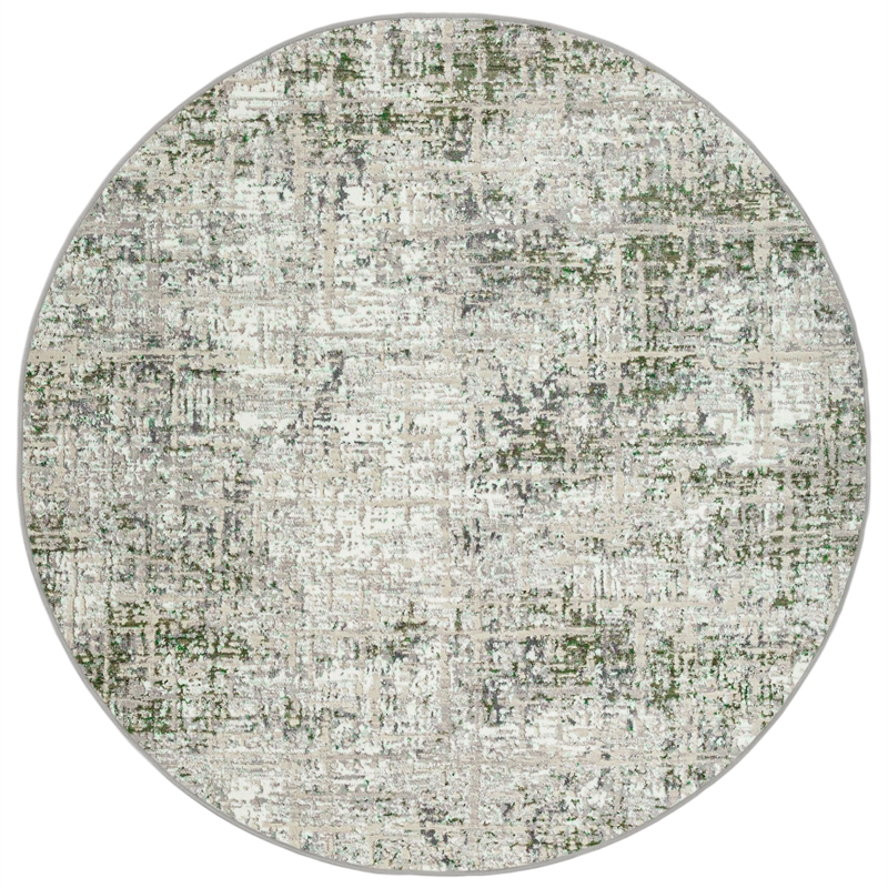 Pemberly Row Polyester Transitional Striated Green 5' Round Area Rug