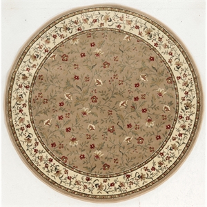 Pemberly Row Traditional 5'3&quot x 5'3&quot Circular Fabric Rug in Beige