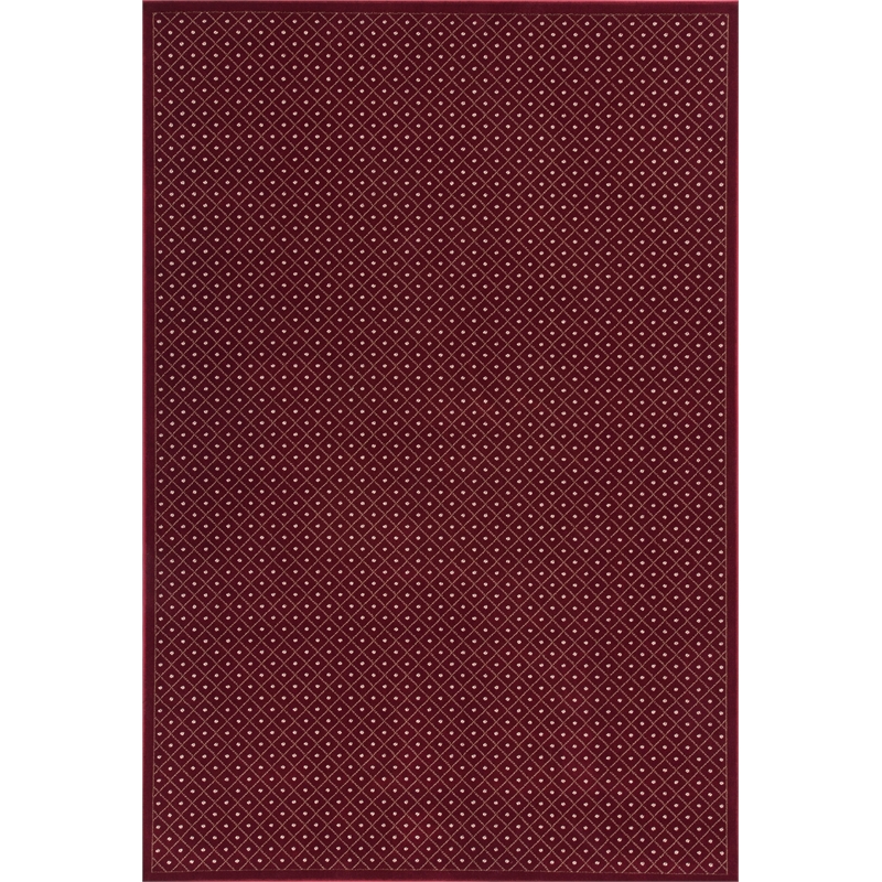 Pemberly Row Geometric 5'5 x 7'7 Polypropylene Area Rug in Burgundy Red