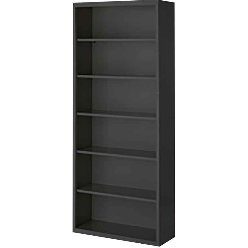 Pemberly Row Modern Industrial Office Stationary Bookcase in Charcoal