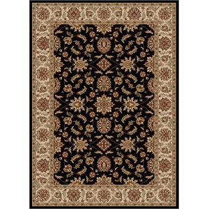 Pemberly Row Traditional 5'5&quot x 7'7&quot Rectangular Fabric Rug in Black