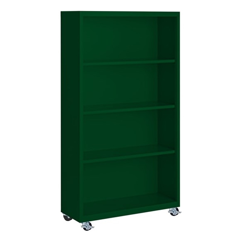 Pemberly Row Modern Industrial Office Mobile Bookcase in Green