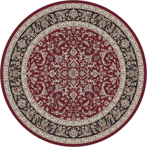 Pemberly Row Traditional 7'10&quot x 7'10&quot Circular Fabric Rug in Burgundy Red