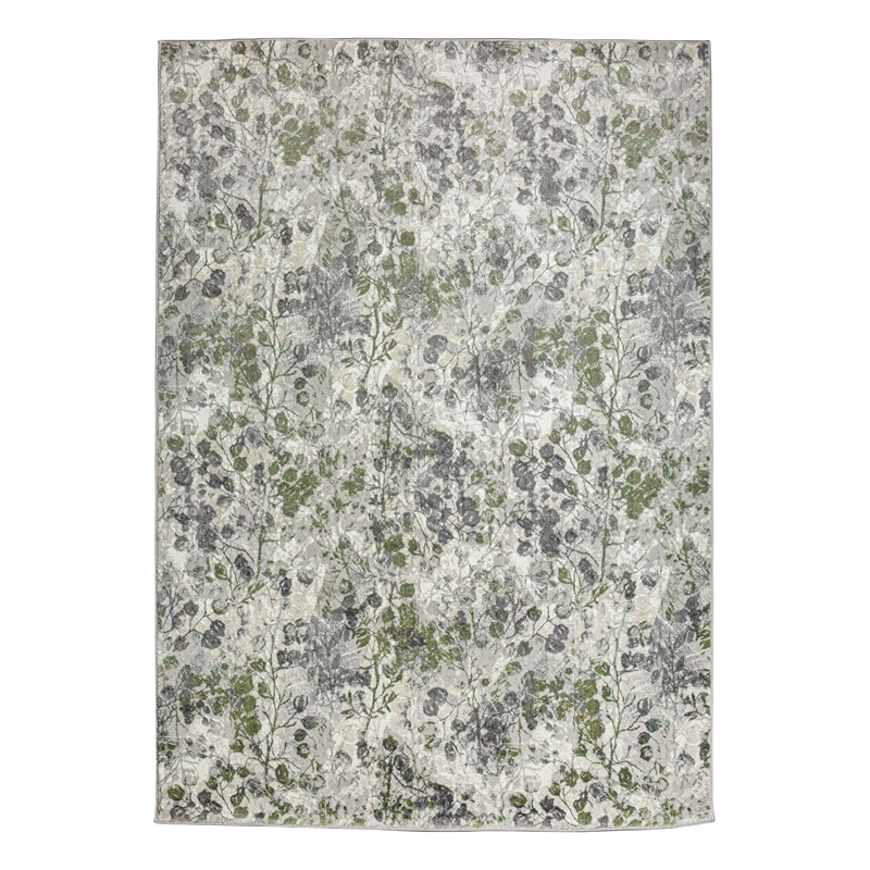 Pemberly Row Polyester Transitional Floral Green 3x5 Area Rug