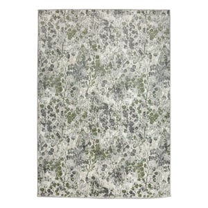 Pemberly Row Polyester Transitional Floral Green 3x5 Area Rug