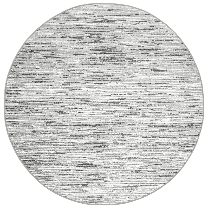 Pemberly Row Polyester Transitional Striated Gray 5' Round Area Rug