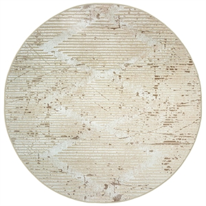 Pemberly Row Polyester Transitional Geometric Beige 8' Round Area Rug
