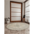Pemberly Row 5'3 Round Traditional Oriental Vintage Area Rug in Bone Ivory