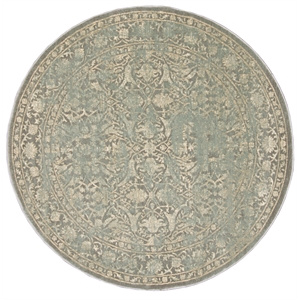 Pemberly Row 5'3 Round Traditional Oriental Vintage Area Rug in Gray