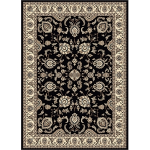 Pemberly Row Traditional 5'5&quot x 7'7&quot Rectangular Fabric Rug in Black