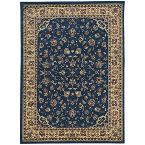 Pemberly Row Traditional Floral 7'9&quot x 11' Polypropylene Area Rug in Navy Blue