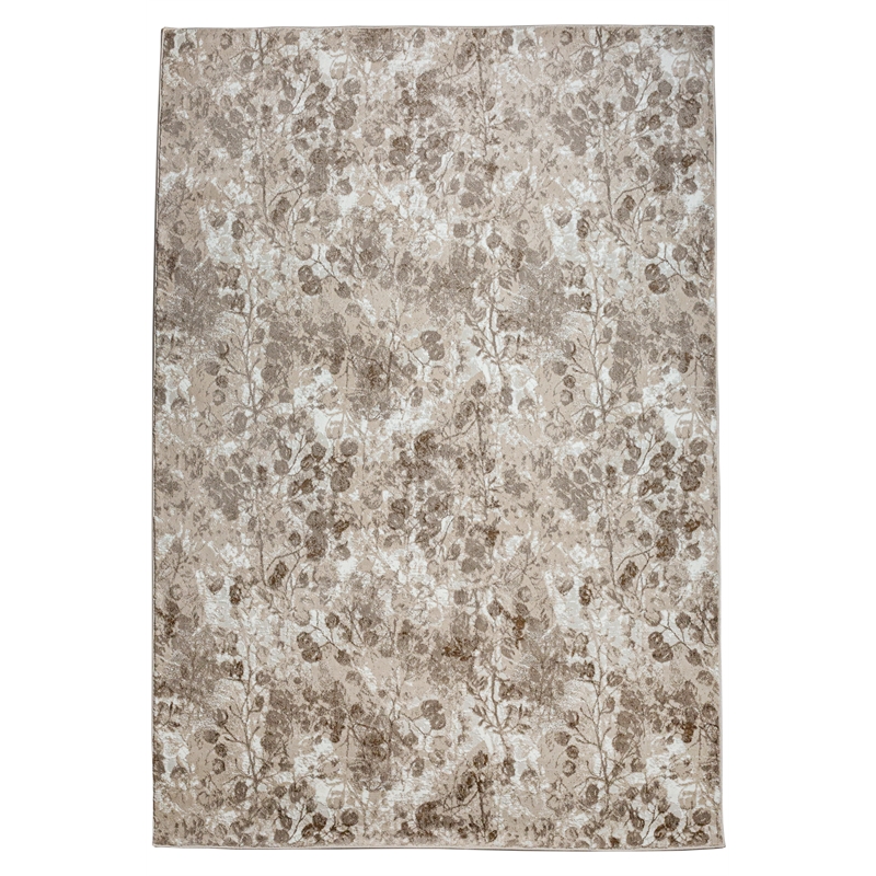 Pemberly Row Polyester Transitional Floral Beige 5x8 Area Rug