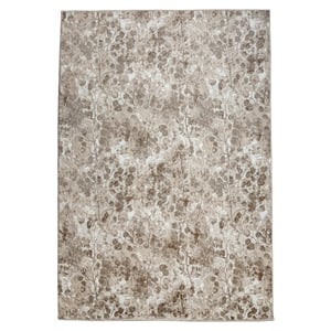 Pemberly Row Polyester Transitional Floral Beige 5x8 Area Rug