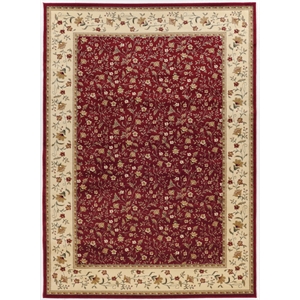 Pemberly Row Traditional 5'5&quot x 7'7&quot Rectangular Fabric Rug in Red