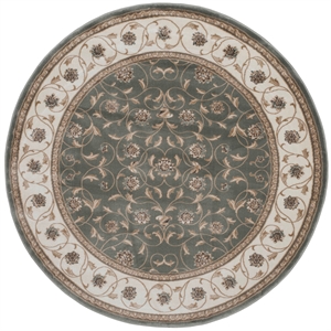 Pemberly Row Traditional 5'3&quot x 5'3&quot Circular Fabric Rug in Green