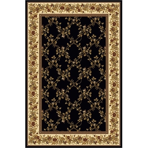 Pemberly Row Traditional 7'9&quot x 11'6&quot Rectangular Fabric Rug in Black