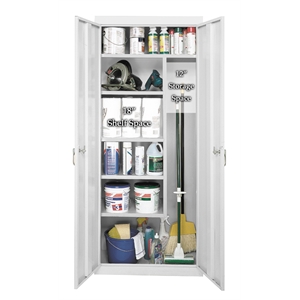 Pemberly Row Modern Industrial Office Janitorial Cabinet in White