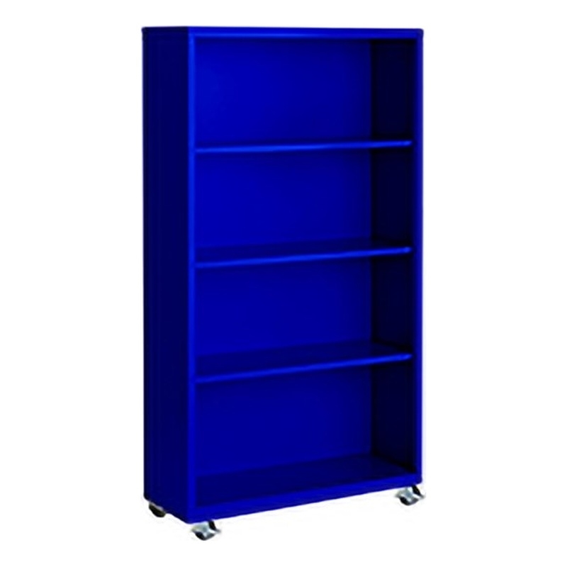 Pemberly Row Modern Industrial Office Mobile Bookcase in Blue