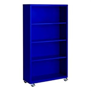 Pemberly Row Modern Industrial Office Mobile Bookcase in Blue