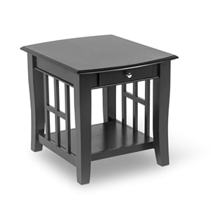 Pemberly Row Transitional 1-Drawer Wood End Table in Black Finish