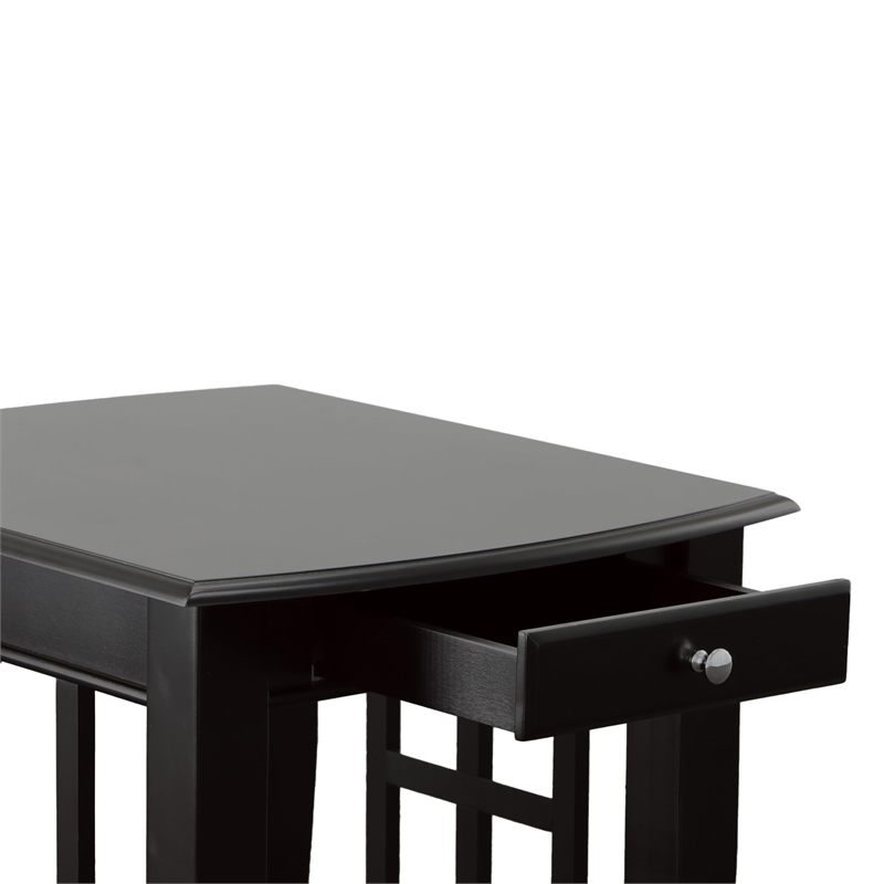 Pemberly Row Transitional 1-Drawer Wood End Table in Black Finish