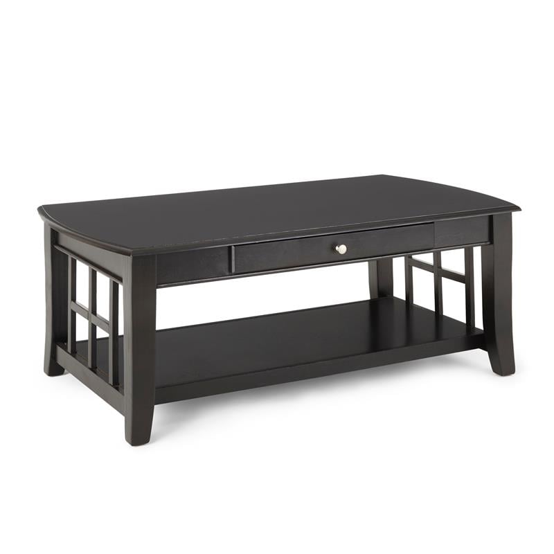Pemberly Row Modern / Contemporary Wood Top Cocktail Table in Black