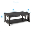 Pemberly Row Modern / Contemporary Wood Top Cocktail Table in Black