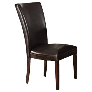 Pemberly Row Dark Brown Leather Dining Chair in Dark Oak finish
