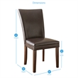 Pemberly Row Dark Brown Leather Dining Chair in Dark Oak finish