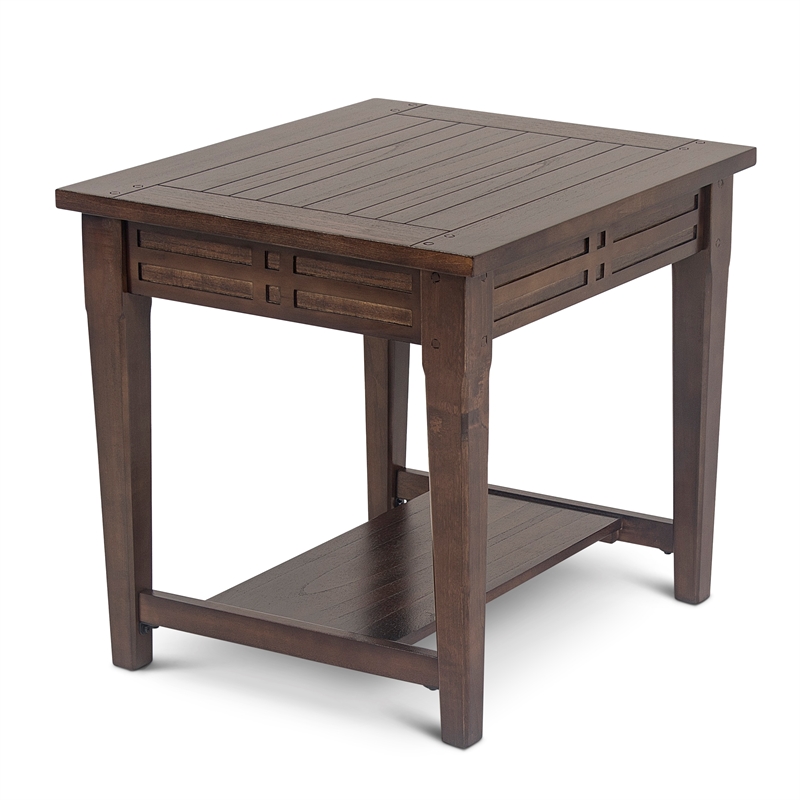 Pemberly Row Rustic Wood End Table in Distressed Brown Walnut