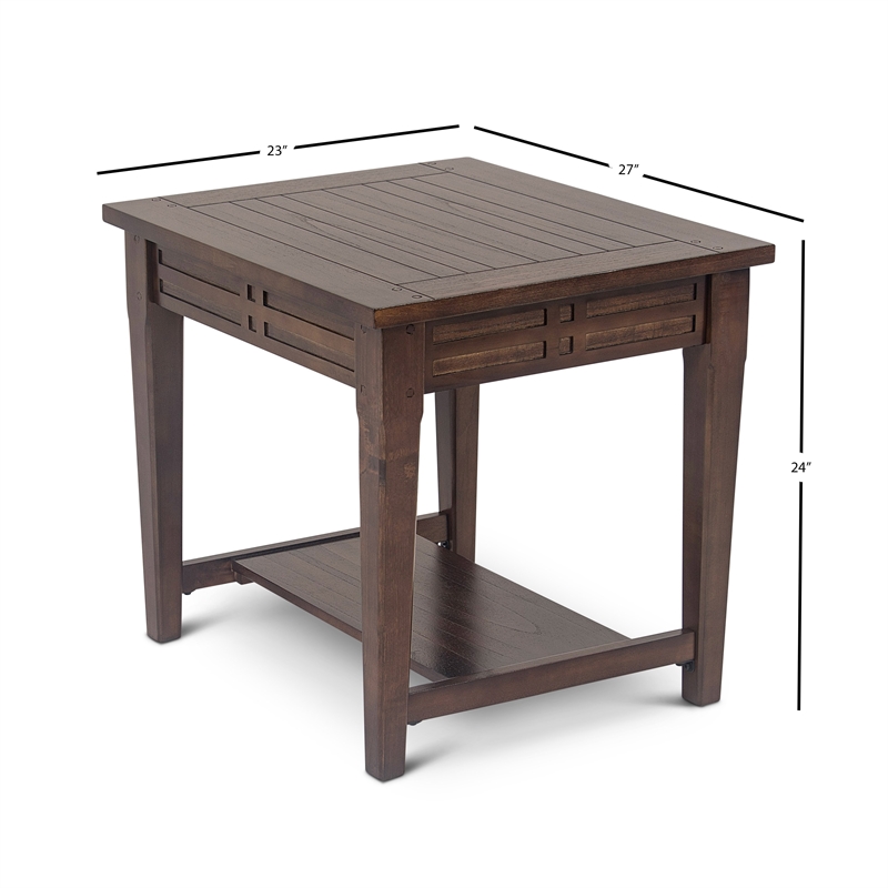 Pemberly Row Rustic Wood End Table in Distressed Brown Walnut