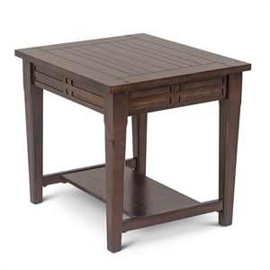 Pemberly Row Rustic Wood End Table in Distressed Brown Walnut
