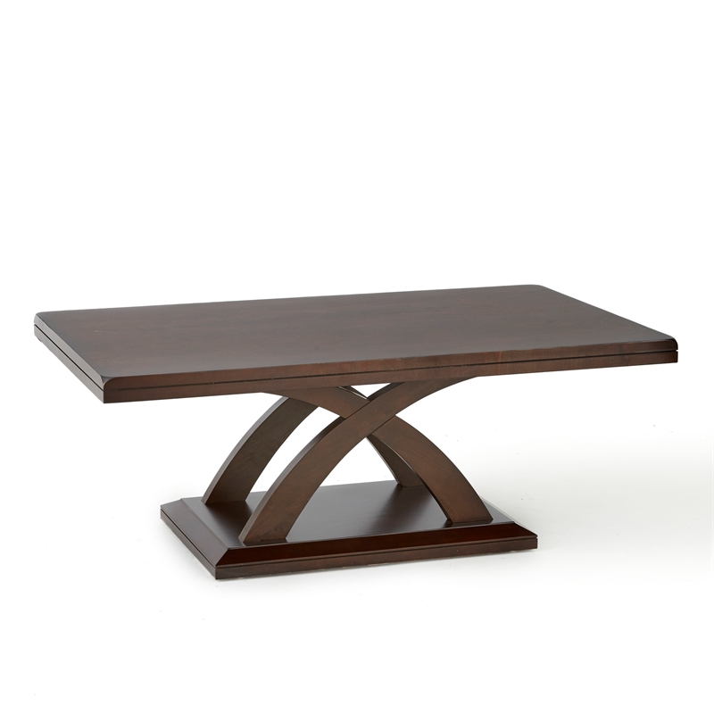 Pemberly Row Contemporary Coffee Table in Espresso Cherry Wood