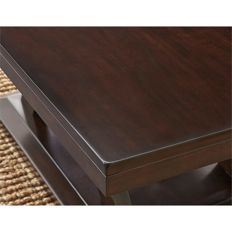 Pemberly Row Contemporary Coffee Table in Espresso Cherry Wood